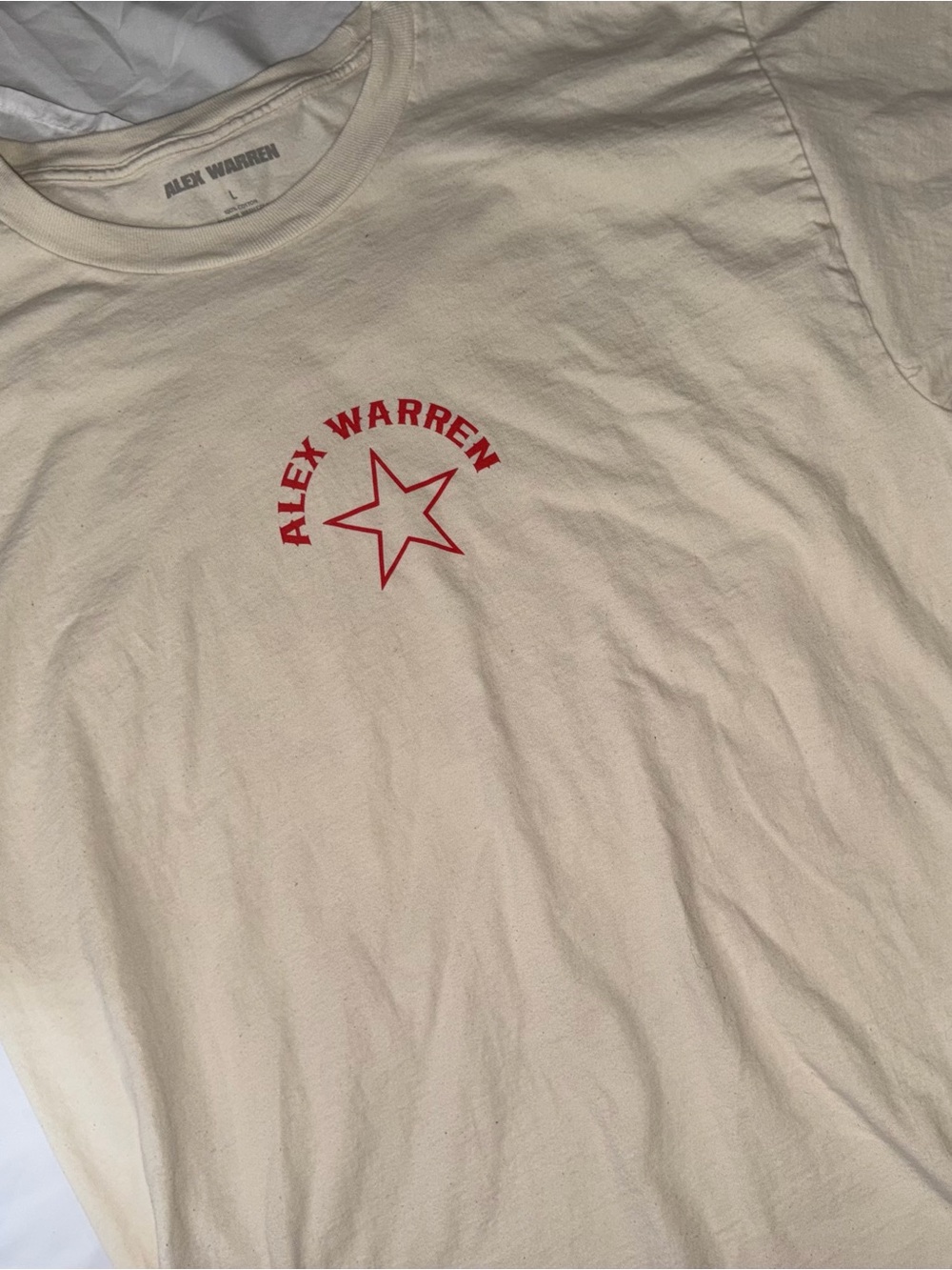 Alex Warren Tight Rope Cream Short-Sleeve Tee with Red Star Graphic